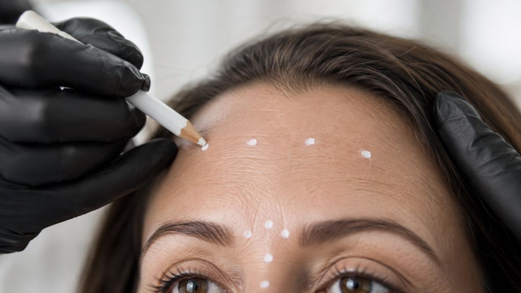 Nurse injector performing forehead Botox on a patient at Infinite Medical Spa in London, Ontario